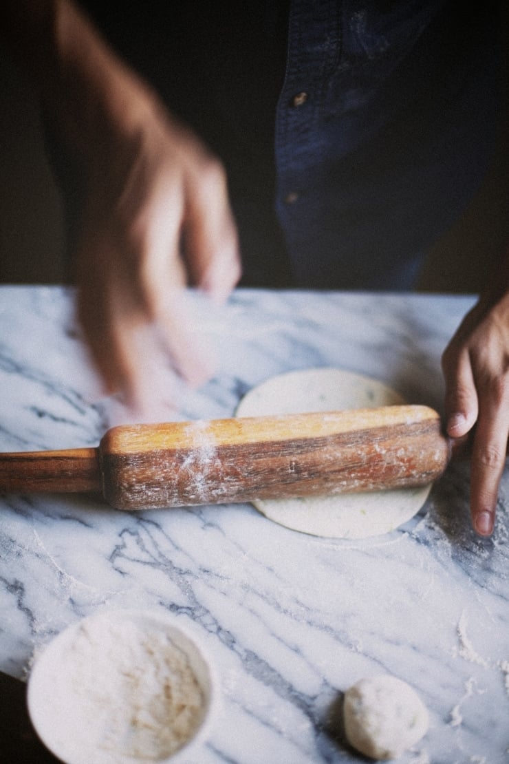 Rolling Out Chinese Scallion Pancake Dough