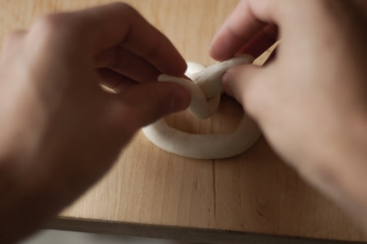 Dough. Forming a soft pretzel