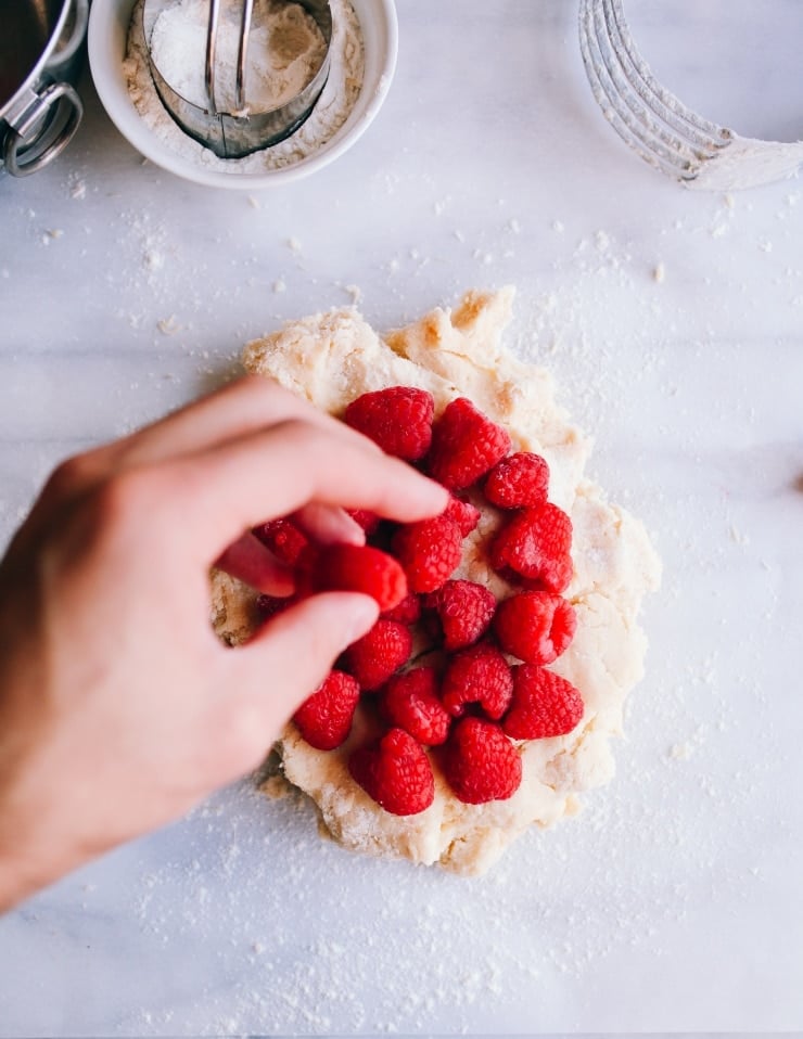 Raspberry scone dough