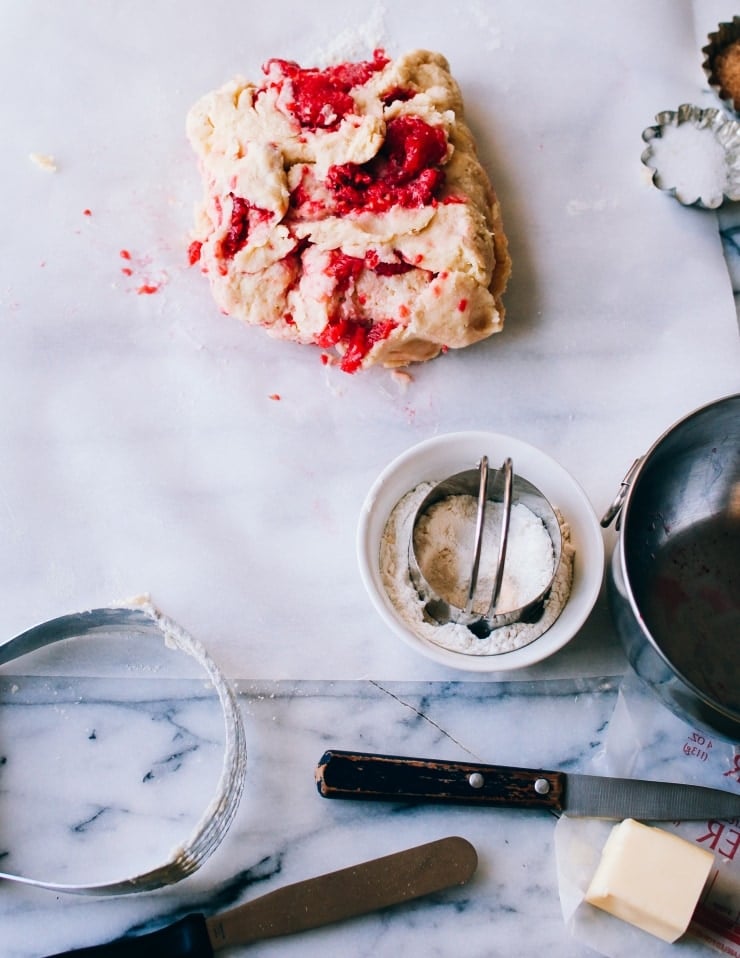 Mixed raspberry scone recipe dough | sophisticatedgourmet.com