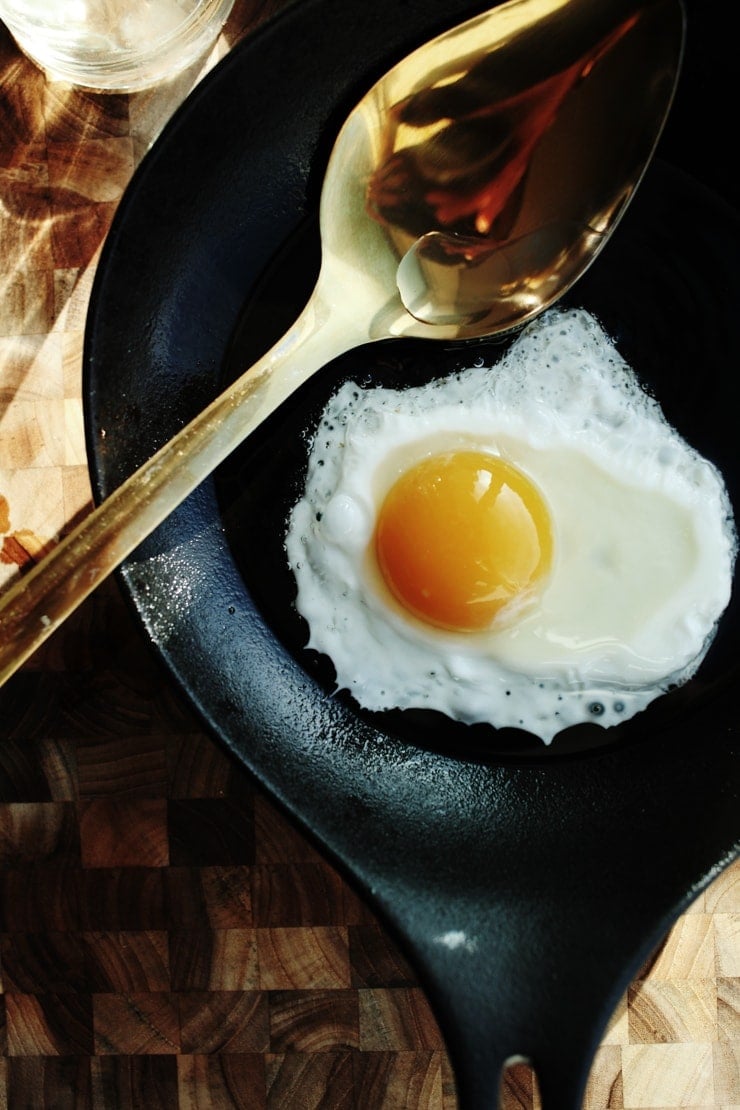 Frying an Egg in Oil in a Cast Iron Skillet