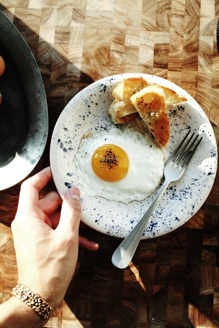 Breakfast of Sunny-Side-Up Egg with Pepper