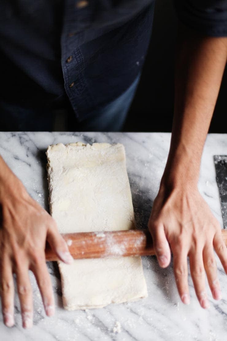 Rolling out quick puff pastry dough