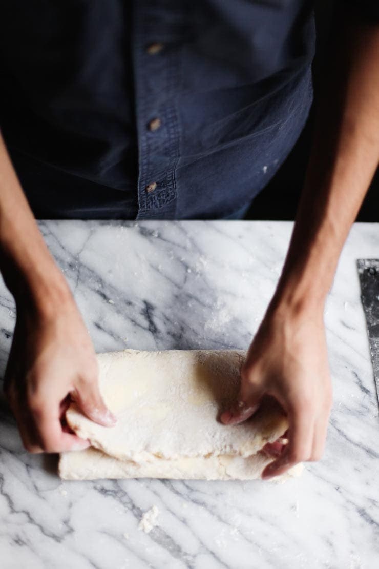 Folding rough puff pastry dough