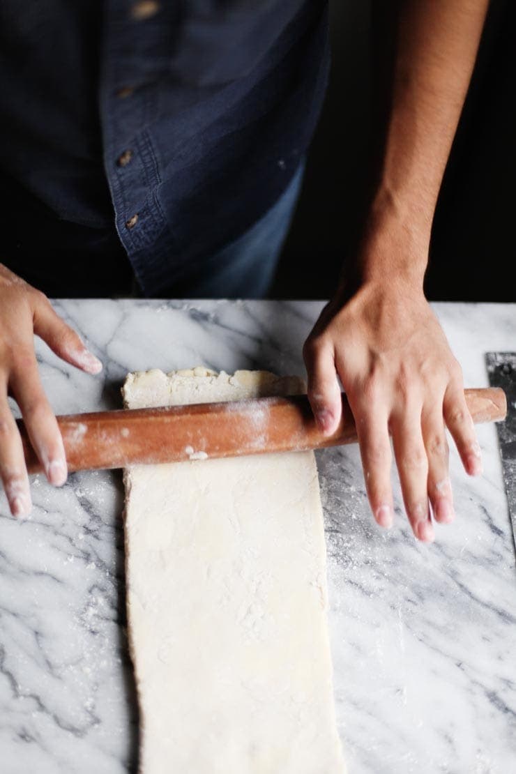 Rolling out quick puff pastry