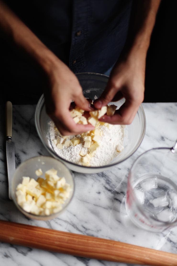 Separating butter chunks into flour