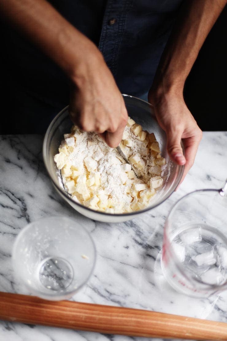 Cut butter into flour