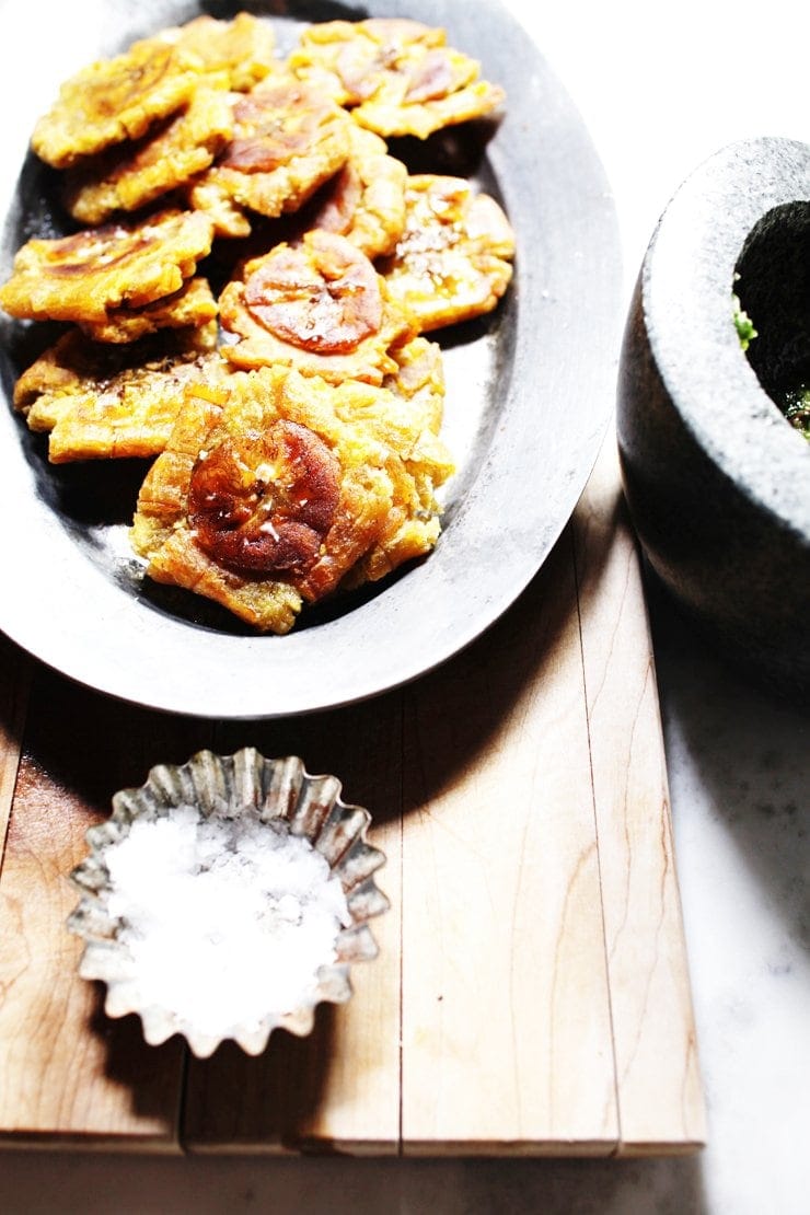 Freshly Fried Tostones (Twice-Fried Green Plantains) With Maldon Sea Salt